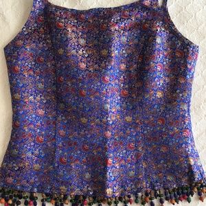EUC Silk Passport Y2K Vintage Beaded Tank Top S Holiday NYE Gift